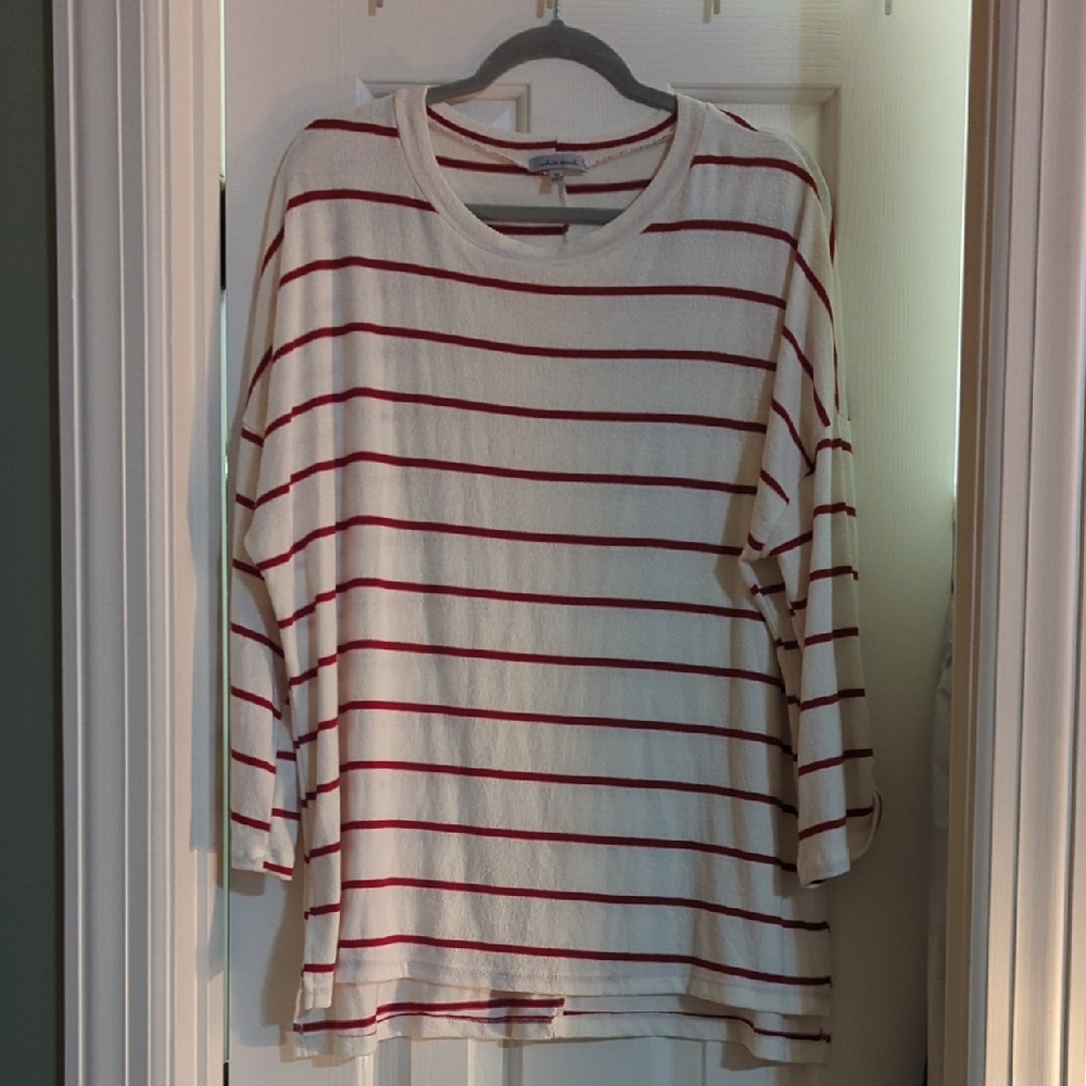 White Birch Red and White Striped Long Sleeve Top XL women's
